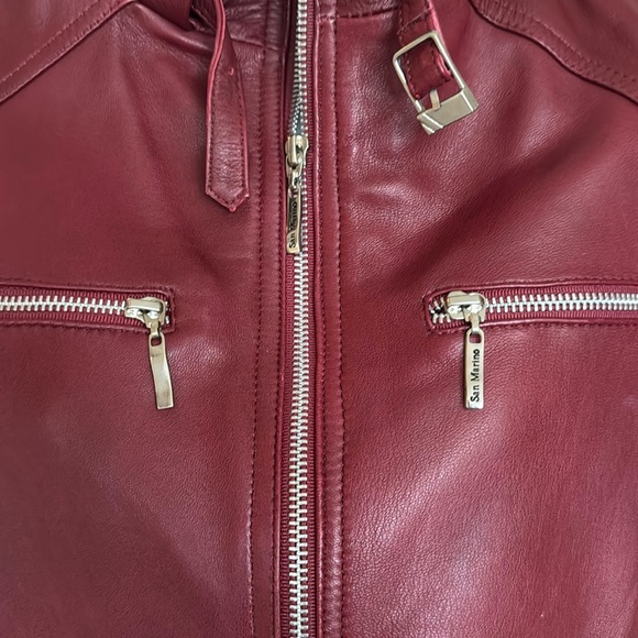 Burgundy Leather Jacket,San Marino Size Small. - Picture 3 of 7